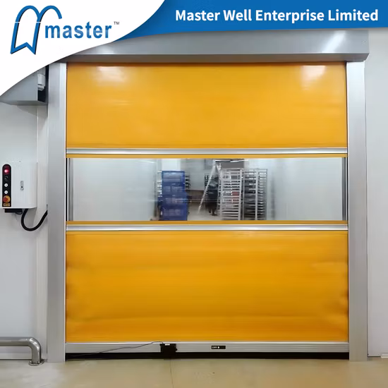 Tela de PVC automática industrial de alto desempenho Porta de rolamento rápido de alta velocidade Ação rápida Enrolando portas externas ou internas de obturador de rolo de alta velocidade