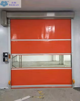 Porta rápida automática do obturador do rolo da tela macia do PVC desempenho de alta velocidade elétrico ação rápida controle remoto industrial portas de enrolamento superiores rápidas